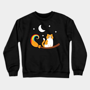 Chubby Cat and The Witch Broom Crewneck Sweatshirt